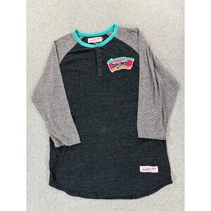 San Antonio Spurs Stitched Logo NBA Basketball Raglan Shirt (Men's Large) Gray